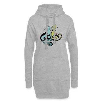 Chats - Sweat-shirt à capuche long Femme - gris chiné - Devant