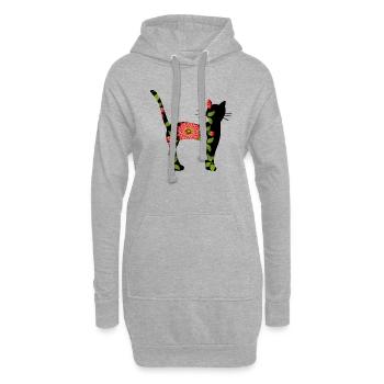 Chat - Sweat-shirt à capuche long Femme - gris chiné - Devant