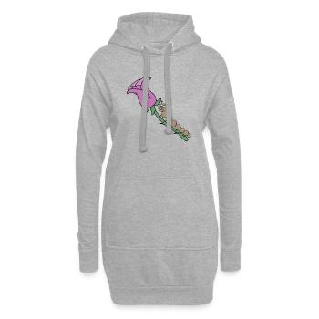 Rose mit Raupe - Hoodie-Kleid - Grau meliert - Vorne