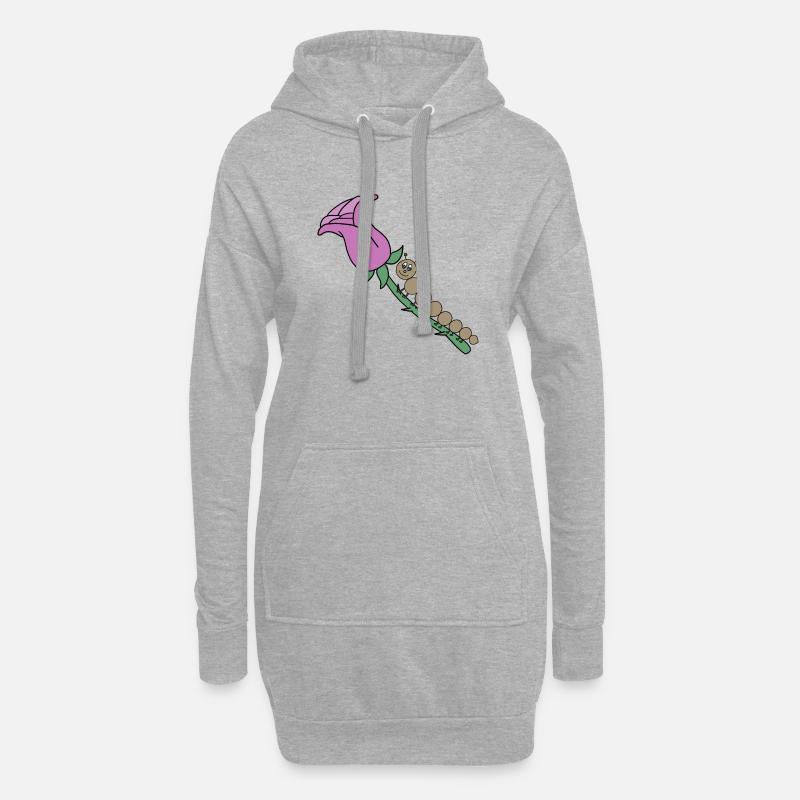 Rose mit Raupe - Hoodie-Kleid - Grau meliert