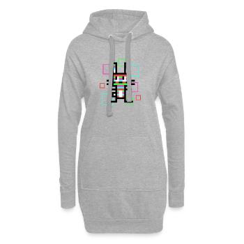 Regenbogen-Hase - Hoodie-Kleid - Grau meliert - Vorne