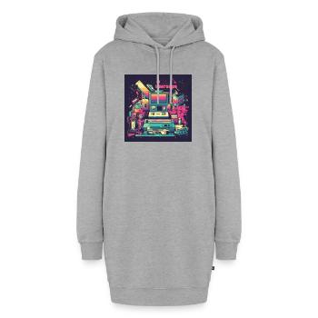 Rétro Tech Vibes - Sweat-shirt à capuche long Femme - gris chiné - Devant