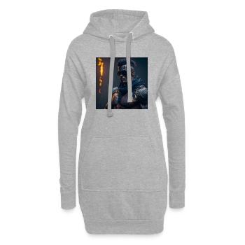 Future Cyberpunkt Warrior - Hoodie-Kleid - Grau meliert - Vorne