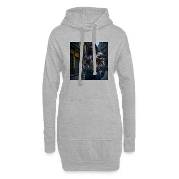 Future Cyberpunkt Warrior - Hoodie-Kleid - Grau meliert - Vorne