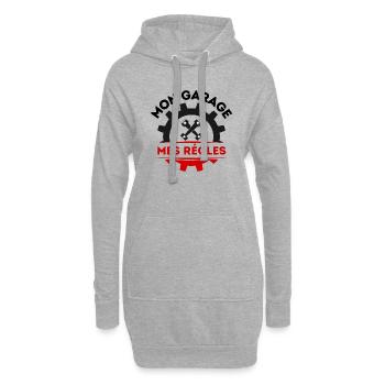 Mon garage mes règles 1 - Sweat-shirt à capuche long Femme - gris chiné - Devant
