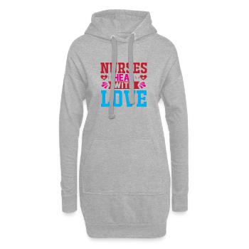 Nurses heal with love - Hoodie-Kleid - Grau meliert - Vorne