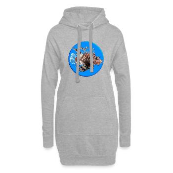 Le poisson-lion se nourrit de petits poissons - Sweat-shirt à capuche long Femme - gris chiné - Devant