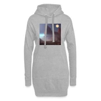 Ville sur la lune - Sweat-shirt à capuche long Femme - gris chiné - Devant