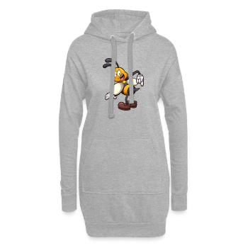 Cartoon-Biene mit Stich - Hoodie-Kleid - Grau meliert - Vorne
