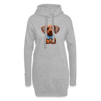 Dachshund mit Fliege Hund Hunde Dackelwelpe - Hoodie-Kleid - Grau meliert - Vorne