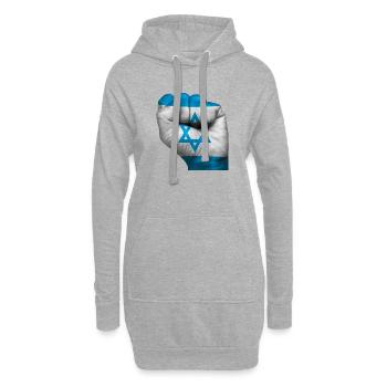 Flagge Israels auf geschlossener Faust gemalt - Hoodie-Kleid - Grau meliert - Vorne