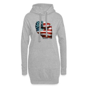Drapeau américain peint sur un poing - USA - Sweat-shirt à capuche long Femme - gris chiné - Devant
