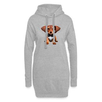 Hund Dachshund mit Anzug Hunde Dackelwelpe - Hoodie-Kleid - Grau meliert - Vorne