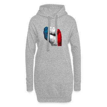 Drapeau français peint sur un poing fermé. - Sweat-shirt à capuche long Femme - gris chiné - Devant