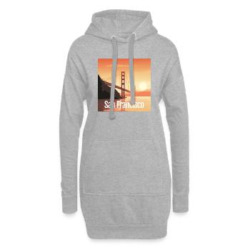 Golden Gate Bridge - San Francisco - Square - Sweat-shirt à capuche long Femme - gris chiné - Devant
