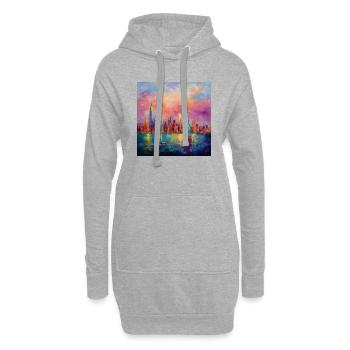 Monet-inspiriert: New York City - Hoodie-Kleid - Grau meliert - Vorne