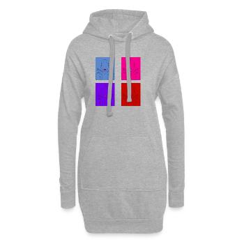 Ligne femme retro - Sweat-shirt à capuche long Femme - gris chiné - Devant