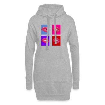 Lèvres rétro - Sweat-shirt à capuche long Femme - gris chiné - Devant