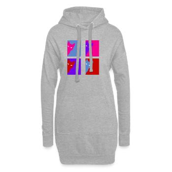 Retro-Chat - Hoodie-Kleid - Grau meliert - Vorne