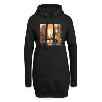Chicago au coucher du soleil - Sweat-shirt à capuche long Femme - noir - Devant