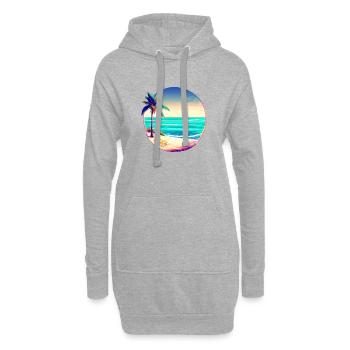 Palmen Sommerurlaub Strand Insel Sonne Palme - Hoodie-Kleid - Grau meliert - Vorne