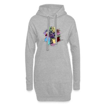 coiffe indienne noire couleurs vives - Sweat-shirt à capuche long Femme - gris chiné - Devant