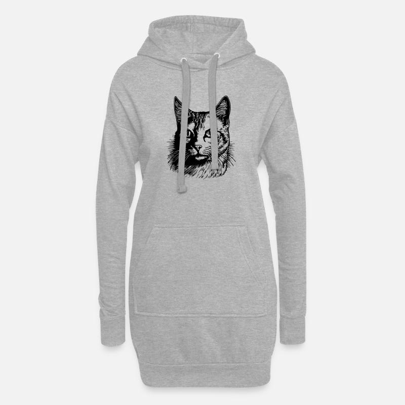 Katze Katzen Kätzchen Katzendame - Hoodie-Kleid - Grau meliert