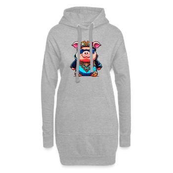 Cochon cool - Sweat-shirt à capuche long Femme - gris chiné - Devant
