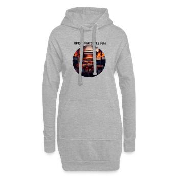 Grillen beste Leben! bei Sonnenuntergang am Strand - Hoodie-Kleid - Grau meliert - Vorne