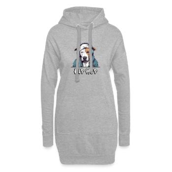 Hip Hop Chien Idée Cadeau passion - Sweat-shirt à capuche long Femme - gris chiné - Devant