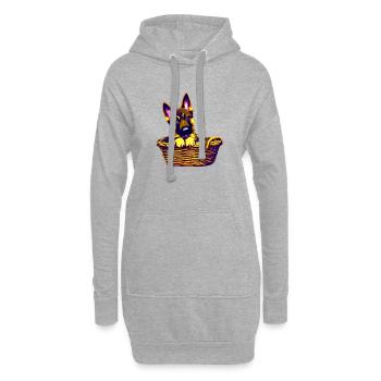 Schäferhund im Körbchen Welpe Hundebesitzer - Hoodie-Kleid - Grau meliert - Vorne