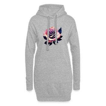 Rose Rose Design Fleurs - Sweat-shirt à capuche long Femme - gris chiné - Devant