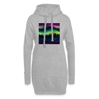 Luminous Skies: Polarlichter-Kollektion - Hoodie-Kleid - Grau meliert - Vorne