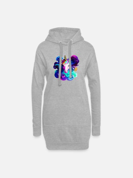 Einhorn Mädchen Einhörner Fabeltier Unicorn - Hoodie-Kleid - Grau meliert