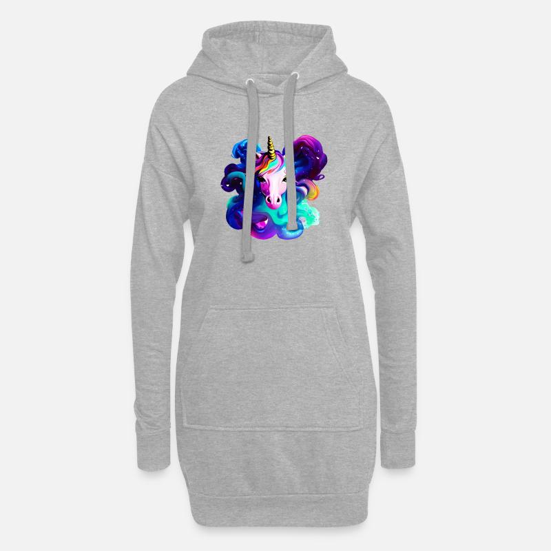 Einhorn Mädchen Einhörner Fabeltier Unicorn - Hoodie-Kleid - Grau meliert