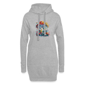 Neon - Mushrooms - Psychedelic Nature - Amanita Ma - Hoodie-Kleid - Grau meliert - Vorne