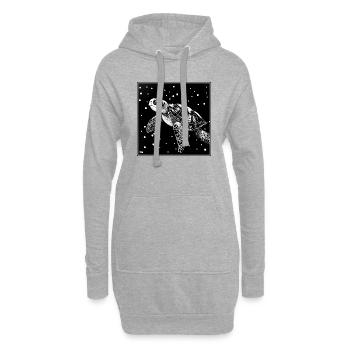 Cosmische Schildkröte mit Rahmen in Schwarz Weiss - Hoodie-Kleid - Grau meliert - Vorne