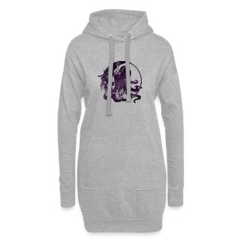 Witchy Octopus Illustration - Hoodie-Kleid - Grau meliert - Vorne