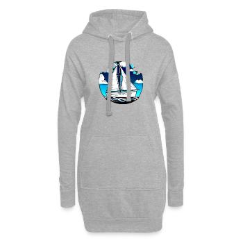 Segeln Segelsport Segler Segelschiff Segelboot - Hoodie-Kleid - Grau meliert - Vorne