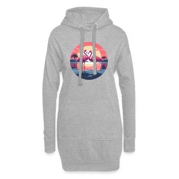Flamingo, Paar, Sonnenuntergang, Sonne, Strand - Hoodie-Kleid - Grau meliert - Vorne