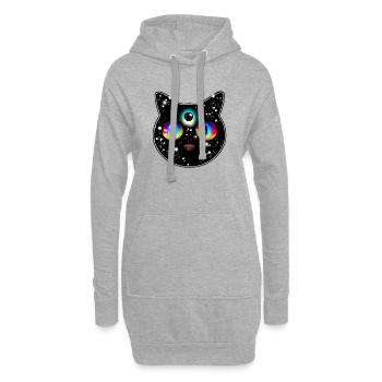 Chat trippy avec des yeux de galaxie - Sweat-shirt à capuche long Femme - gris chiné - Devant