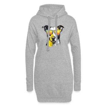 Roxo le chien à lunettes - Sweat-shirt à capuche long Femme - gris chiné - Devant