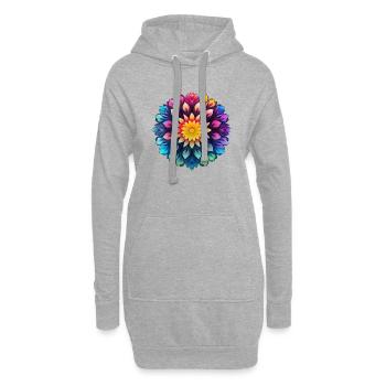Mandala Psychédélique Floral Multicolore - Sweat-shirt à capuche long Femme - gris chiné - Devant