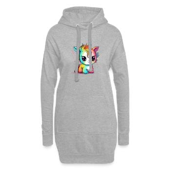 Little Colorful Magic Unicorn Puppy - Hoodie Dress - heather grey - Front