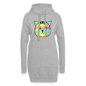 Le petit chat Otto - Sweat-shirt à capuche long Femme - gris chiné - Devant
