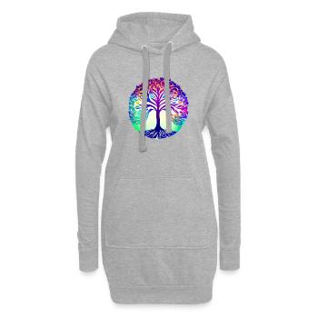 Lebensbaum Meditation Baum des Lebens Yoga - Hoodie-Kleid - Grau meliert - Vorne