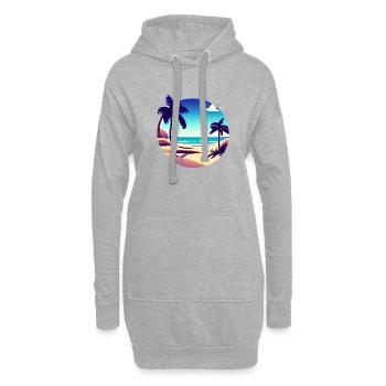 Sommerurlaub Insel Sonne Palme Strand Palmen - Hoodie-Kleid - Grau meliert - Vorne