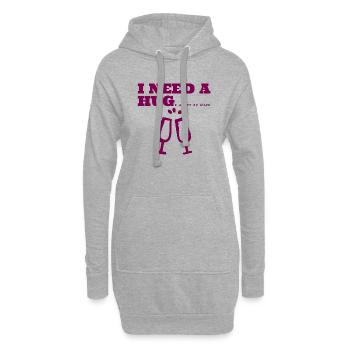 Ich brauche ein großes Glas Wein - Hoodie-Kleid - Grau meliert - Vorne