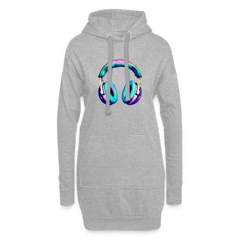 Casque Chanteur Musicien Vocal Gamer Écouter de la musique - Sweat-shirt à capuche long Femme - gris chiné - Devant