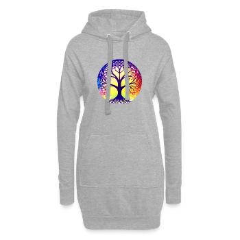 Yoga Lebensbaum Meditation Baum des Lebens - Hoodie-Kleid - Grau meliert - Vorne